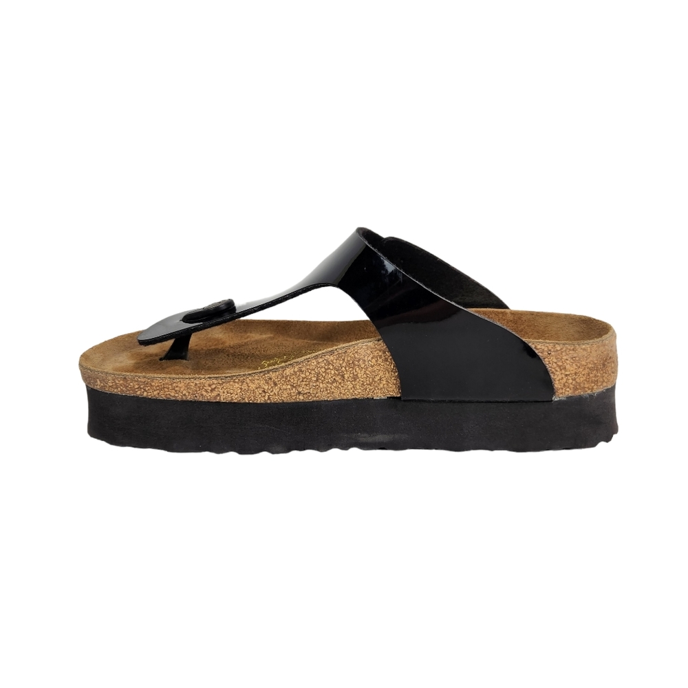 Birkenstock Papillo Gizeh Platform Vegan Black Patent Sandals Size Women's 7 - Picture 5 of 10